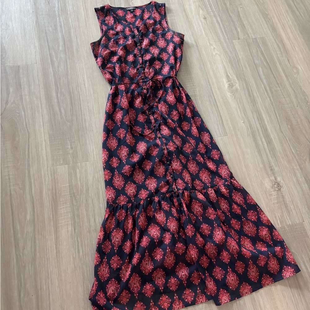 Lucky Brand Red and Black Floral Maxi Dress